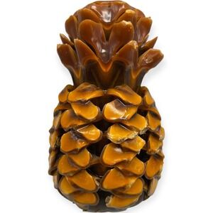 Vtg Wax Ribbon Pineapple Candle 7" Tall 3" Wide Decorative Collectible‎ Art